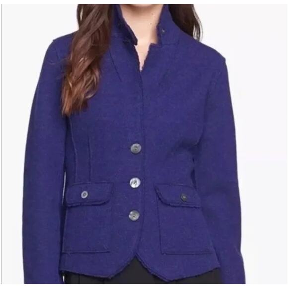 Eileen Fisher Merino Wool Military Button Up Jacket Blazer Purple Size PP (XSP) - Picture 1 of 6